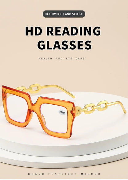 🔥Lastday 70%OFF-Women’s Oversized Square Chain Reading Glasses(1set-6pcs)